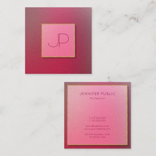 プロフェッショナルモノグラム構造化テクスチャルルック スクエア名刺 (正面/裏面)