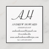 プロフェッショナルモノグラム男らしロゴブラック スクエア名刺 (正面)