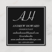 プロフェッショナルモノグラム男らしロゴブラック スクエア名刺 (正面)