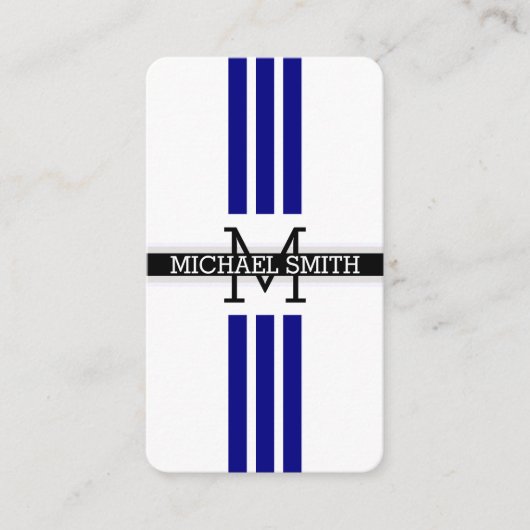 プロフェッショナルモノグラモダンムネービーストライプ 名刺 (正面)