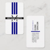 プロフェッショナルモノグラモダンムネービーストライプ 名刺 (正面/裏面)