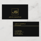 プロフェッショナルモモダンノグラエレガントムブラック金ゴールド 名刺 (正面/裏面)