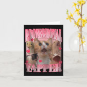 プロフェッショナルヤッパーキャットおもしろいミーム カード (黄色い花)