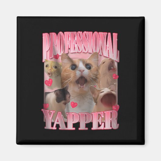 プロフェッショナルヤッパーキャットおもしろいミーム マグネット (正面)