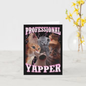 プロフェッショナルヤッパー猫ミームおもしろい特異的 カード (黄色い花)