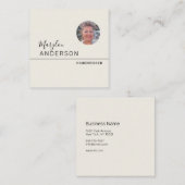 プロフェッショナルユニセックス- （写真の挿入） スクエア名刺 (正面/裏面)