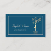 プロフェッショナルヨガインストラクター、金ゴールドツリーシルエット 名刺 (正面)