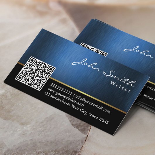 プロフェッショナルライターNavy Blue QRコード 名刺