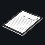 プロフェッショナルライニング白黒モノグラム ノートパッド<br><div class="desc">プロフェッショナルがメモ帳を並べ、白黒のカラーパレットにミニマルデザインを配置。カスタムモノグラムイニシャルと名前シンプルは、黒で囲まれた白い背景縁どに。提供されたフィールドを使用してパーソナライズするか、「メッセージ」ボタンを使用し連絡てデザイザを使用してパーソナライズ救済す。</div>