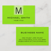 プロフェッショナルライム無地のカラーモノグラム 名刺 (正面/裏面)