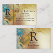 プロフェッショナルラグジュアリーカスタムブルー金ゴールド 名刺 (正面/裏面)