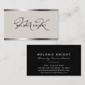 プロフェッショナルラグジュアリースタイルベージュ&クロムデザイン 名刺 (正面/裏面)