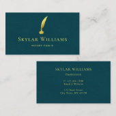 プロフェッショナルラグジュアリーティール(緑がかった色)レザーフェイク公証人 名刺 (正面/裏面)