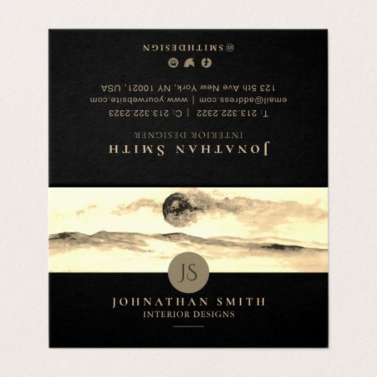 プロフェッショナルラグジュアリーモダングデン水彩 名刺 (外部フラット)