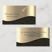 プロフェッショナルラグジュアリー金ゴールドグリッターフェザー公証人 名刺 (正面/裏面)