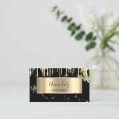 プロフェッショナルラグジュアリー金ゴールド王室のマーブルブラックドリップ 名刺 (スタンド正面)