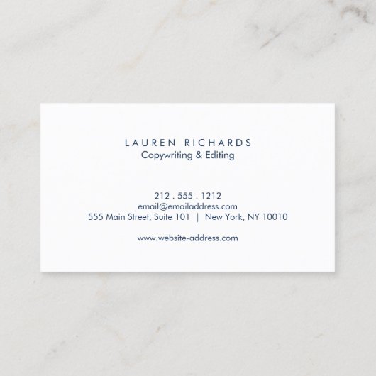 プロフェッショナルラックスフェイクシルバーとネイビーブルー 名刺 (裏面)