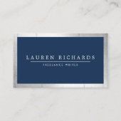 プロフェッショナルラックスフェイクシルバーとネイビーブルー 名刺 (正面)
