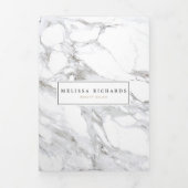 プロフェッショナルラックスミニマリストホワイトマーブルパンフレット 三つ折りカード (カバー)