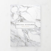 プロフェッショナルラックスミニマリストホワイトマーブルパンフレット 三つ折りカード (カバー)