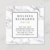 プロフェッショナルラックスミニマリストホワイトマーブル スクエア名刺 (裏面)