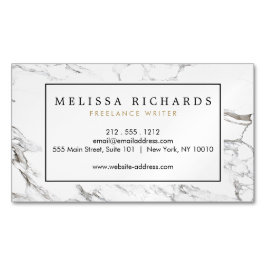プロフェッショナルラックスミニマリストホワイトマーブル マグネット名刺