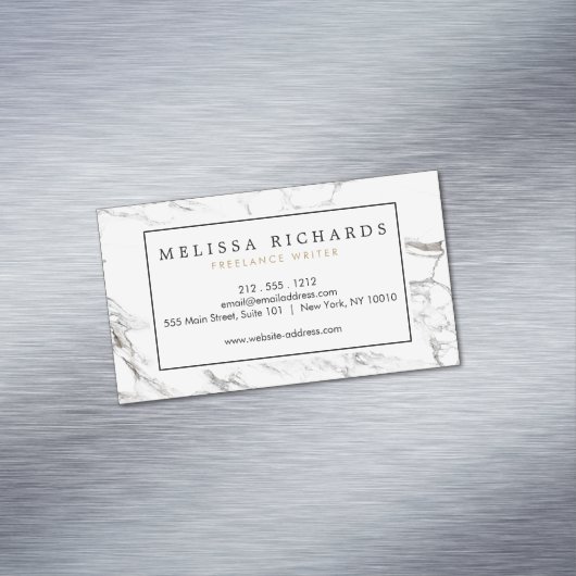 プロフェッショナルラックスミニマリストホワイトマーブル マグネット名刺 (インサイチュ)