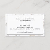 プロフェッショナルラックスミニマリストホワイトマーブル 名刺 (裏面)