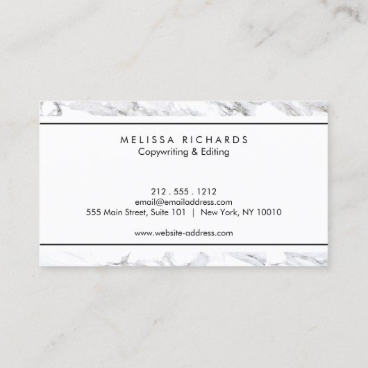 プロフェッショナルラックスミニマリストホワイトマーブル 名刺 (裏面)