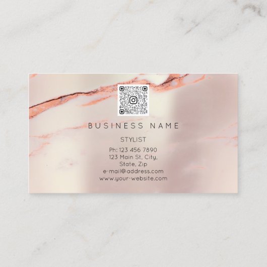 プロフェッショナルラッシュブローメイクアップマーブルバラQRCode 名刺 (裏面)