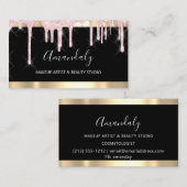 プロフェッショナルラッシュメイクアップアーティストブラックピンクドリップ 名刺 (正面/裏面)