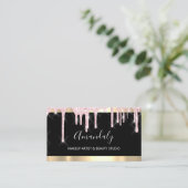 プロフェッショナルラッシュメイクアップアーティストブラックピンクドリップ 名刺 (スタンド正面)