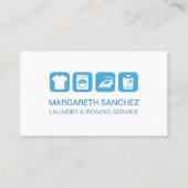 プロフェッショナルランドリー&アイロン掛けサービスライトブルー 名刺 (正面)