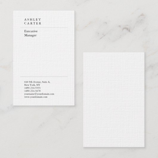 プロフェッショナルリネンエレガントプレーンモダン 名刺 (正面/裏面)