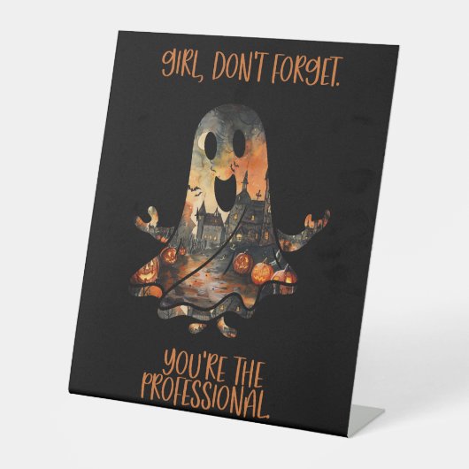 プロフェッショナルリマインダーユーモアハロウィーン幽霊 台座サイン (正面)