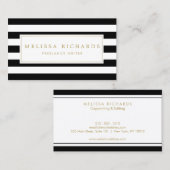 プロフェッショナルルクスブラックアンドホワイトストライプの 名刺 (正面/裏面)