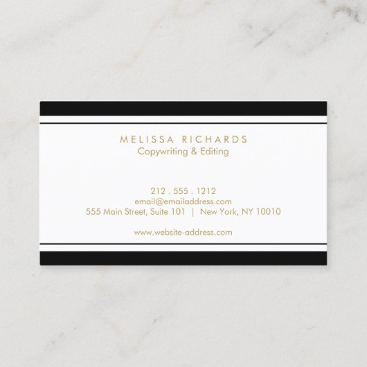 プロフェッショナルルクスブラックアンドホワイトストライプの 名刺 (裏面)