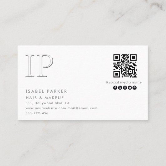 プロフェッショナルレタープレスフローラモノグラムQrコード 名刺 (裏面)