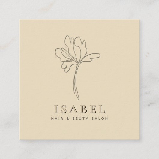 プロフェッショナルレタープレス抽象芸術フローラQrコード スクエア名刺 (正面)