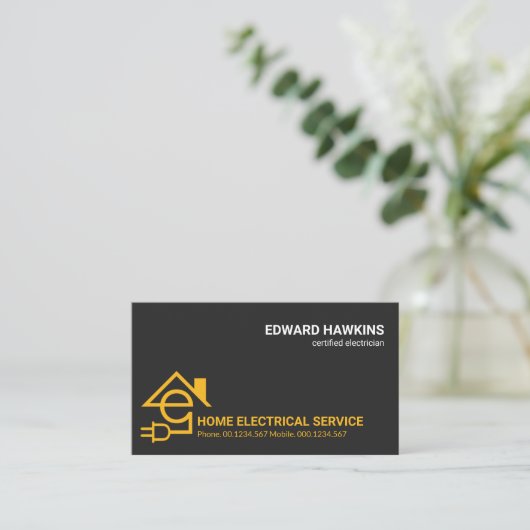 プロフェッショナルレターE電気技師ホームパワープラグ 名刺 (スタンド正面)