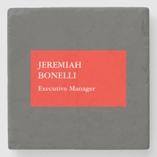 プロフェッショナルレッドグレーモダンミニマリスト ストーンコースター (正面)