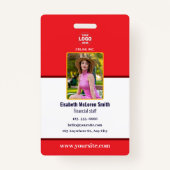 プロフェッショナルレッドセキュリティバッジ：写真&会社 バッジ (正面)
