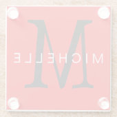 プロフェッショナルレッドブラックモノグラムあなたの名前 ガラスコースター (裏面)