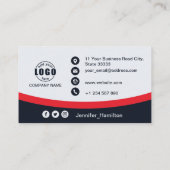 プロフェッショナルレッドロゴのQRコード写真の追加 名刺 (裏面)