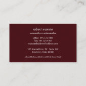 プロフェッショナルレッドワイングラスソムリエワインメーカー 名刺 (裏面)