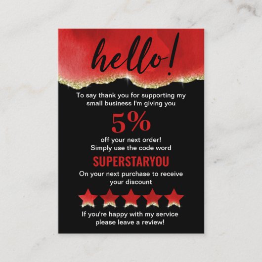 プロフェッショナルレッドワイン金ゴールドグリッターロゴ割引 名刺 (正面)