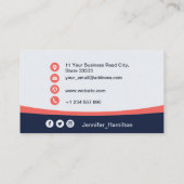 プロフェッショナルレッド追加ロゴQRコードフォト 名刺 (裏面)