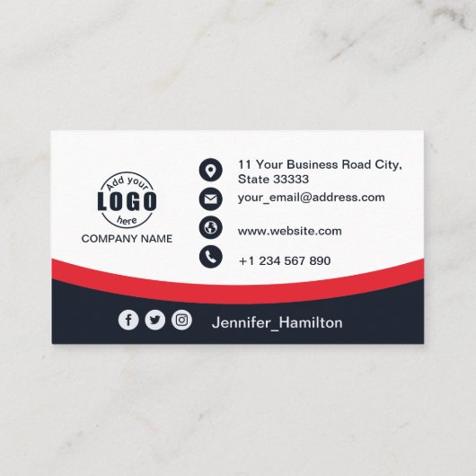 プロフェッショナルレッド追加ロゴQRコードフォト 名刺 (裏面)