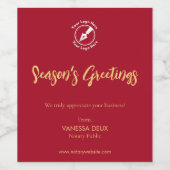 プロフェッショナルレッド金ゴールド公証人ロゴ名プロモーション ワインラベル (シングルラベル)