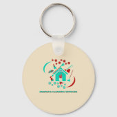 プロフェッショナルレッド&ティール（緑がかった色）クリーニングサービスロゴ キーホルダー (裏面)